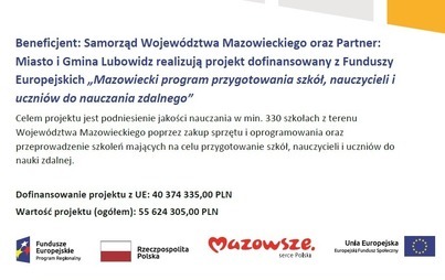 Zdjęcie do Informacja  &bdquo;Mazowiecki program przygotowania szk&oacute;ł, nauczycieli i uczni&oacute;w do nauczania zdalnego&rdquo;